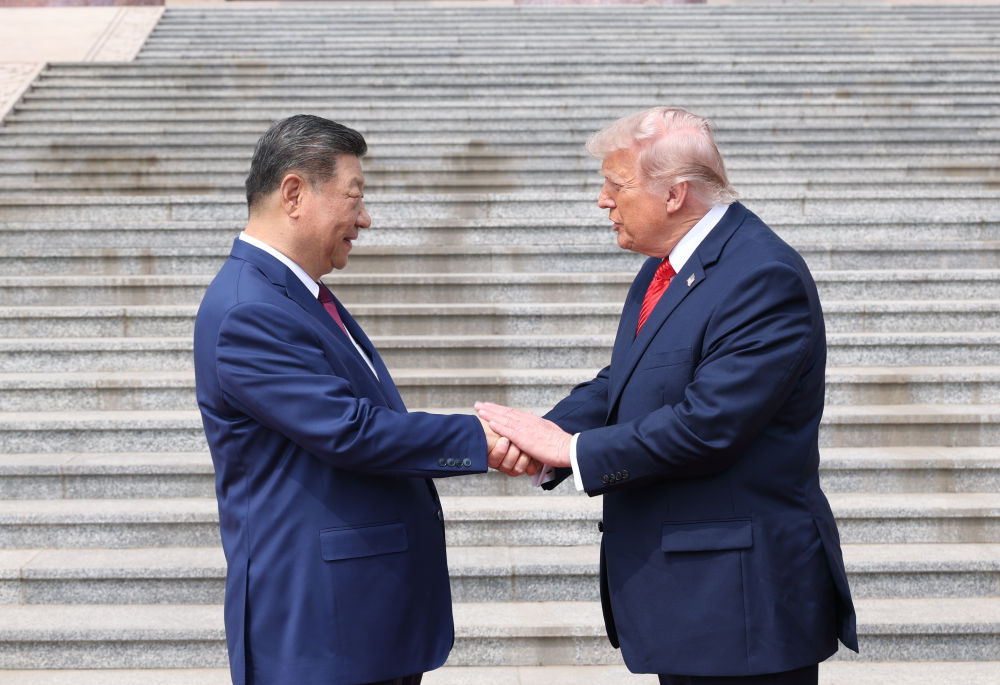 习近平与特朗普握手视频